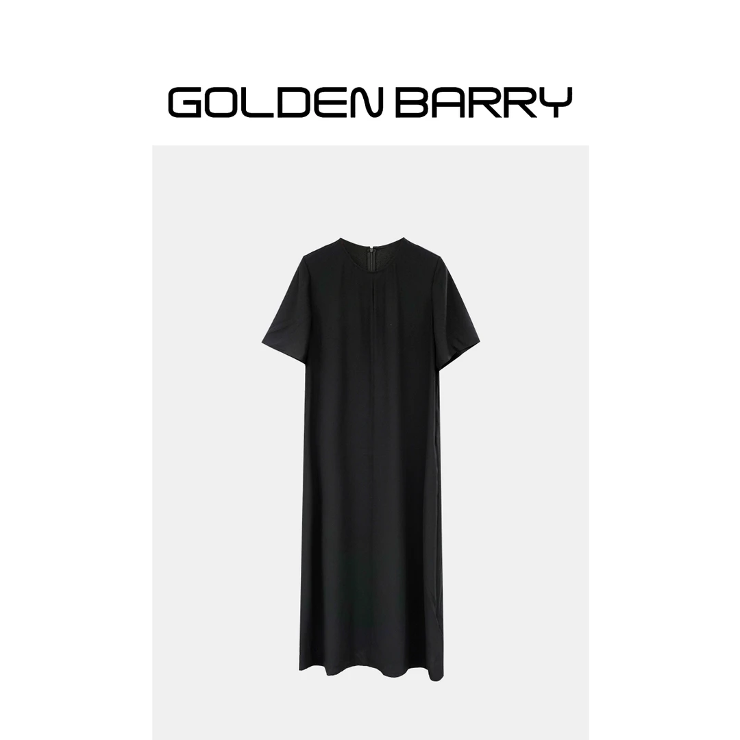 GOLDENBARRY|301215水滴镂空醋酸短袖连衣裙
