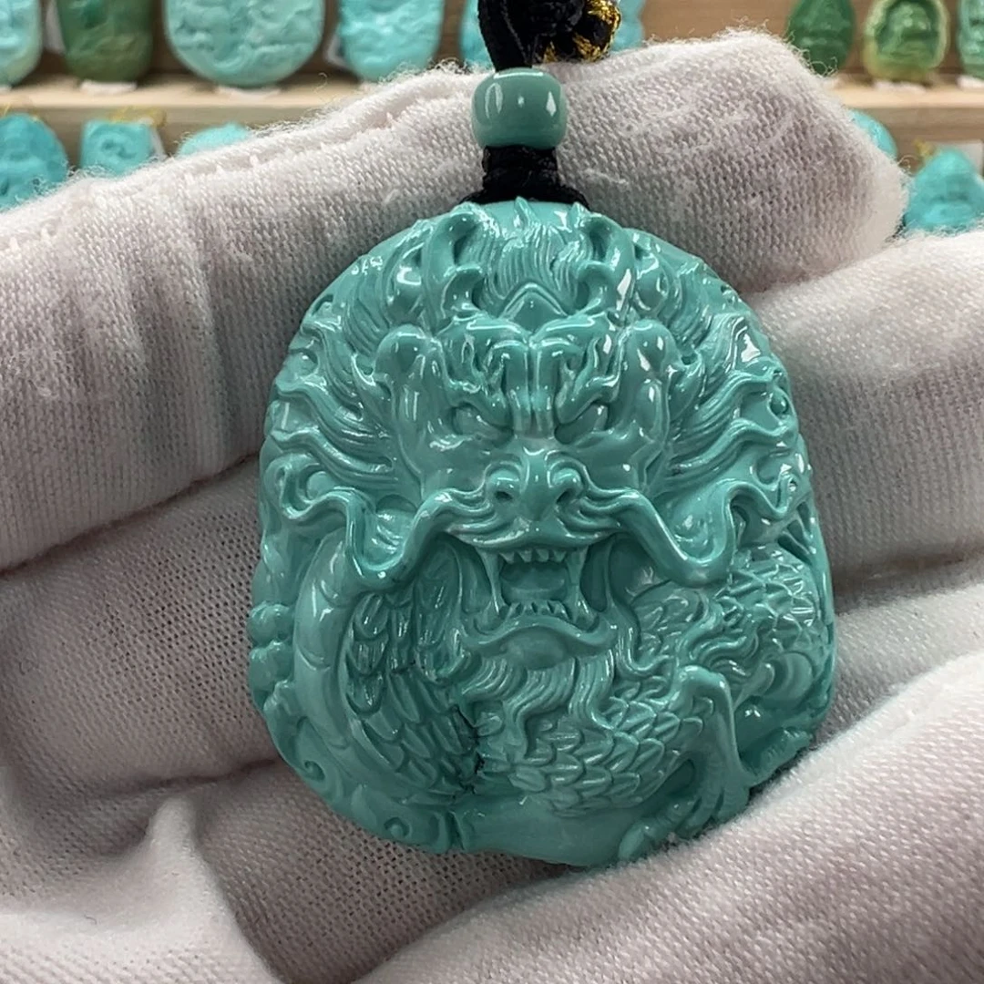 未镶嵌绿松石龙牌32mm