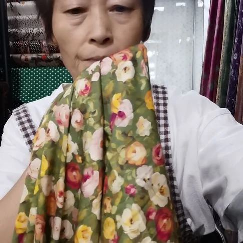 醋酸棉布料绿底花2.2米布头
