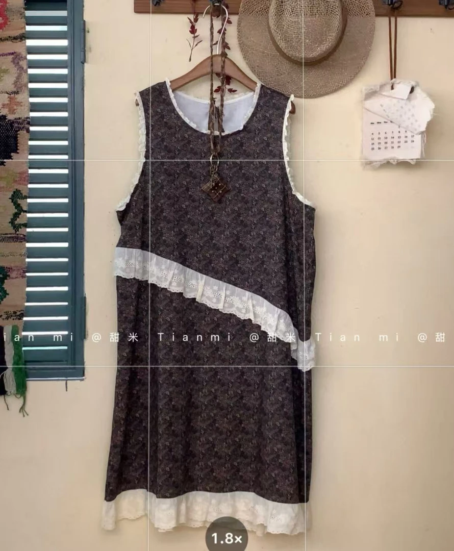 米多多 TM#25020#日系复古休闲背心裙 kc