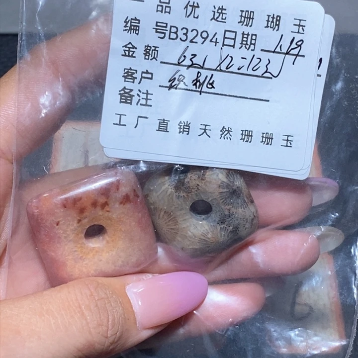 硅化珊瑚（珊瑚玉）颈饰合金织*3294