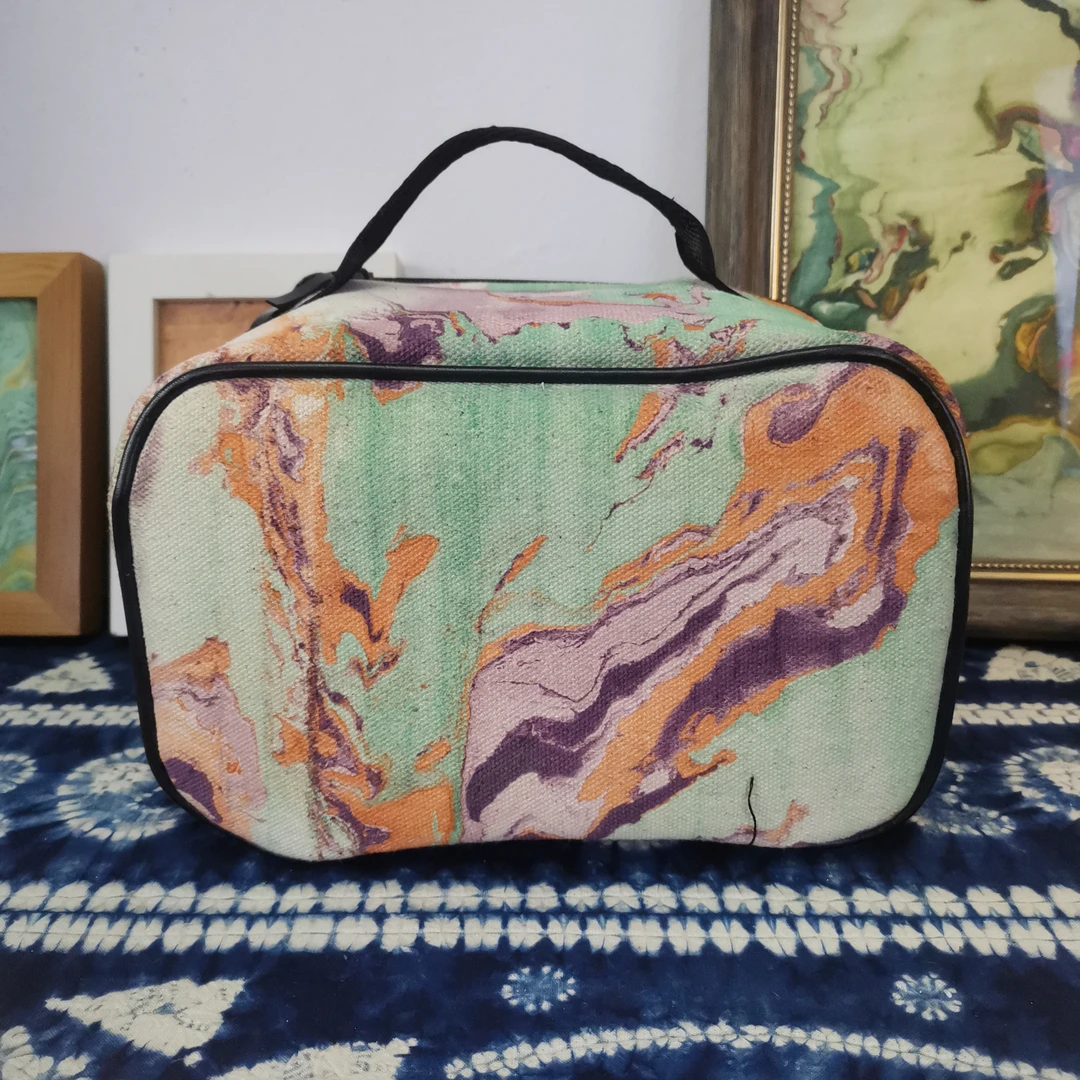 【直播间定制】天然大漆漂漆帆布包化妆包非遗手作默认微瑕no退no换