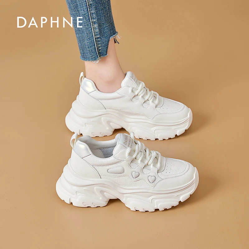 Daphne/达芙妮女鞋2025新款老爹鞋运动网红休闲小白鞋经典厚底H