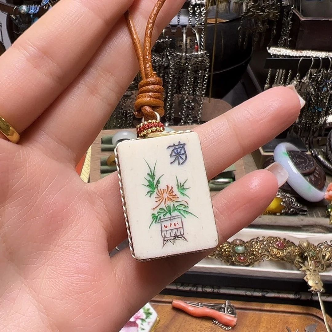 纯铜锆石合金麻将小包挂