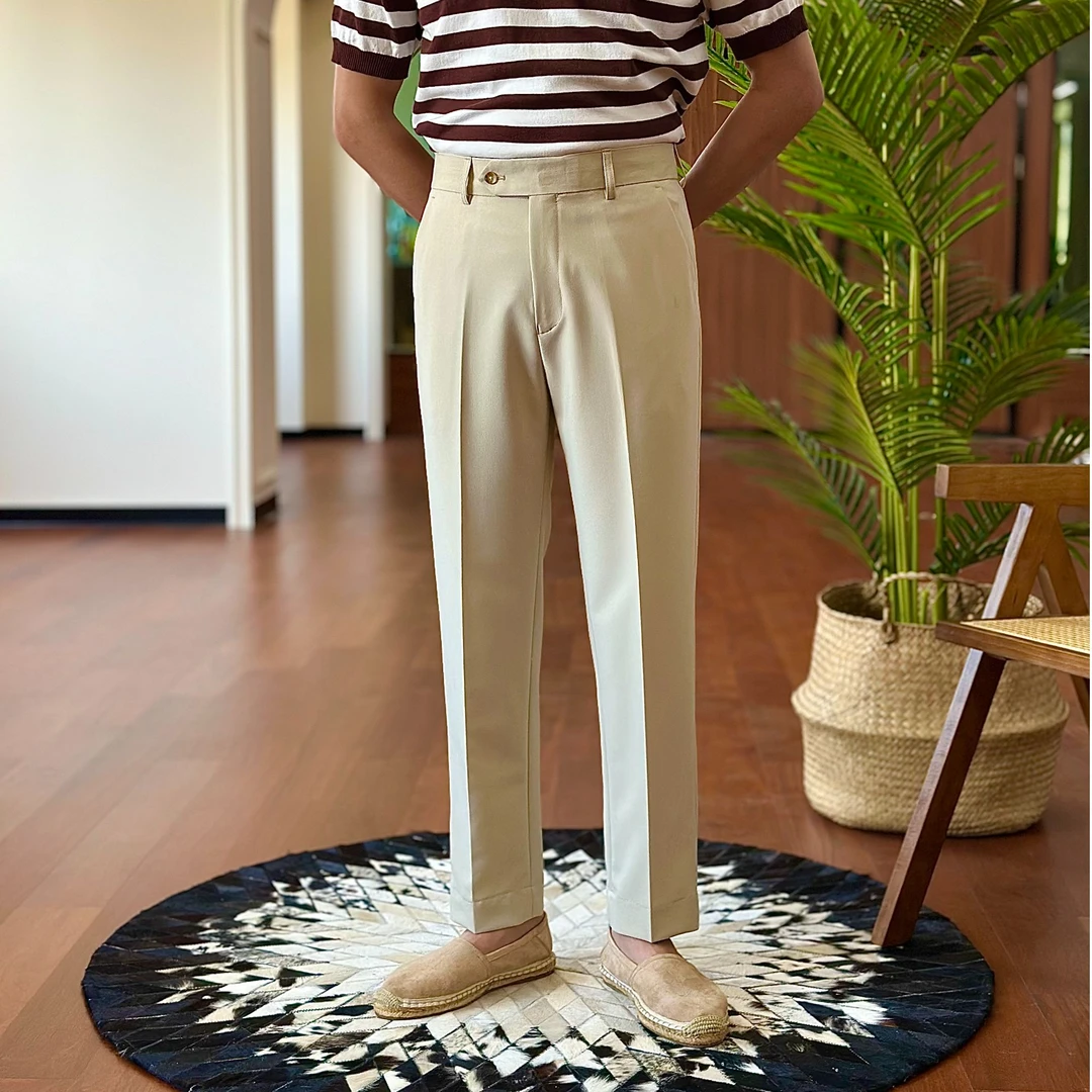 商务绅士时尚都市直筒裤纯色高腰垂顺抗皱西裤通勤男士