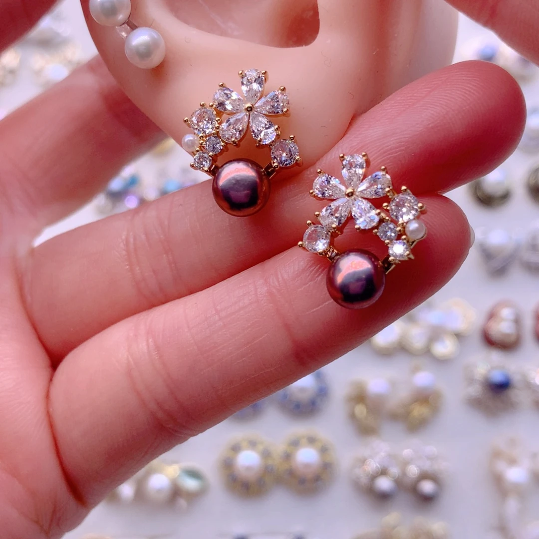 合金淡水珍珠耳饰