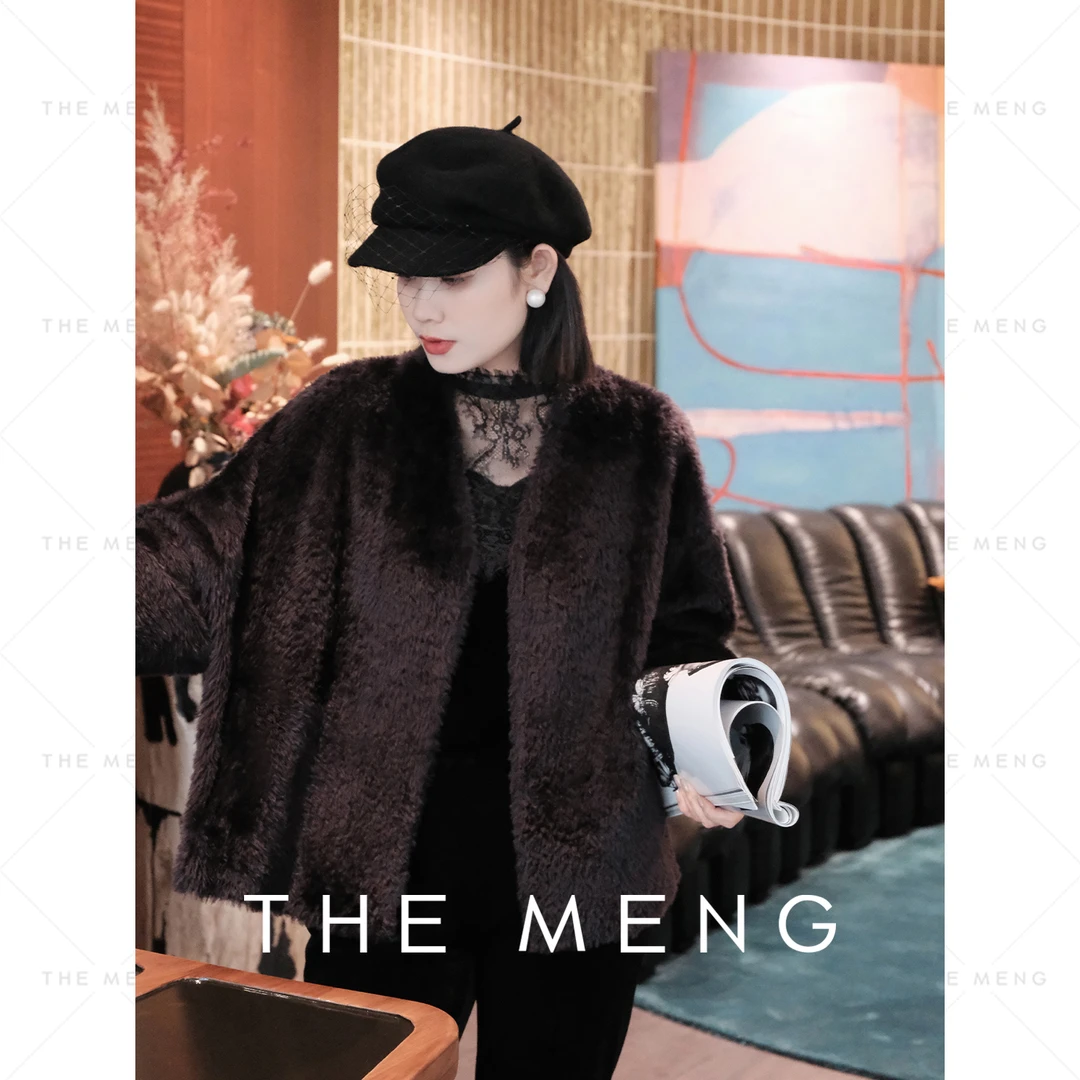 THE MENG【王妃】拉贡绵羊毛皮毛一体毛静奢皮草外套夭#M244M0046