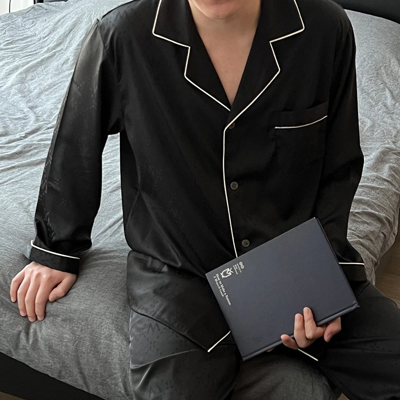 2025新款冰丝男士睡衣薄款高级感大码宽松冰雪丝家居服