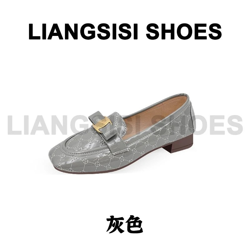 梁思思SHOES2025夏季新款复古方头蝴蝶结单鞋-9257