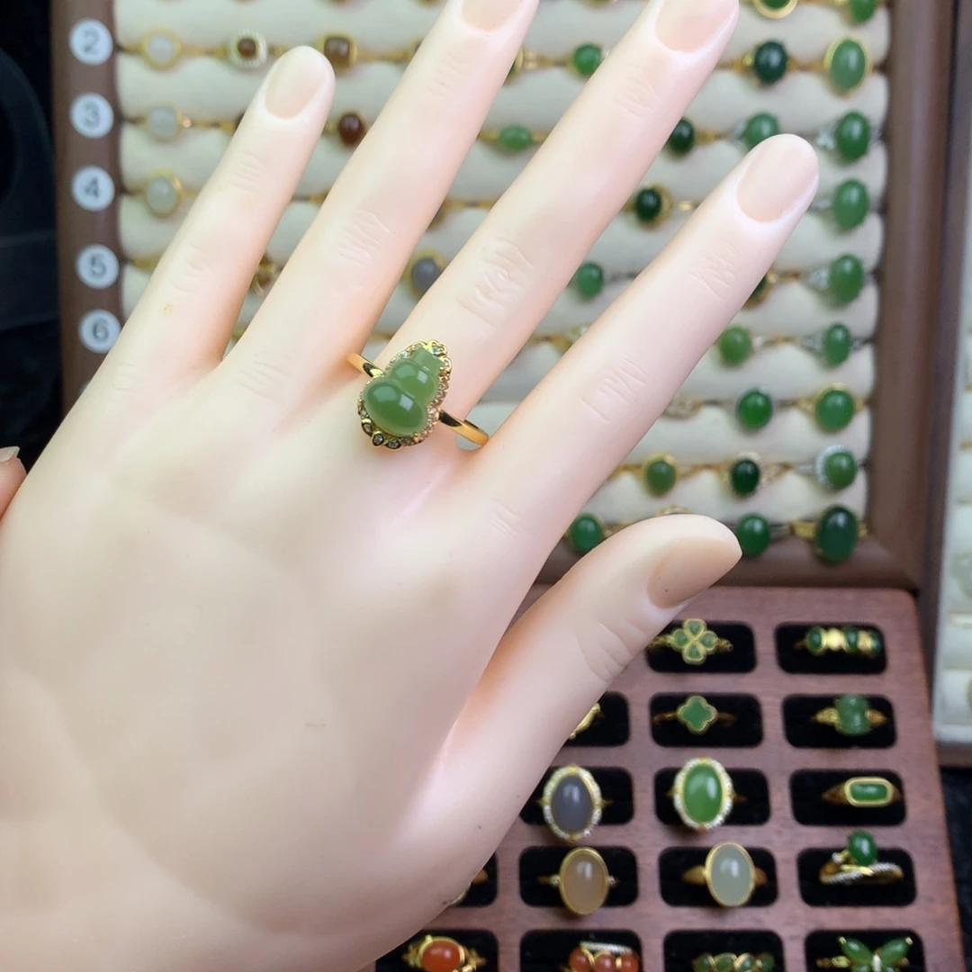 和田玉银S925镶嵌戒指