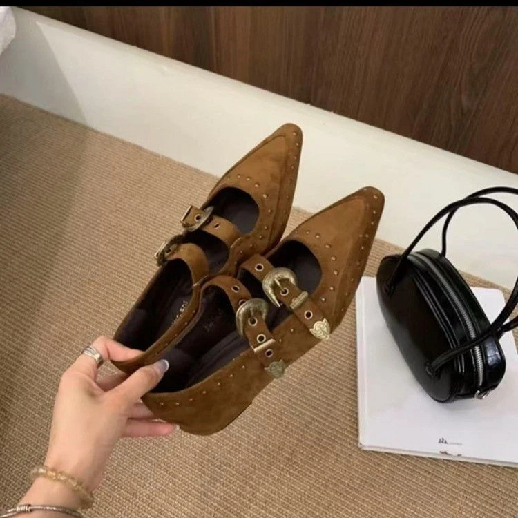 复古尖头浅口内增高单鞋女2025年新款设计感法式晚晚风玛丽珍鞋子