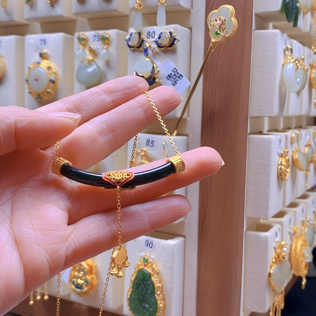 和田玉银S925镶嵌颈饰