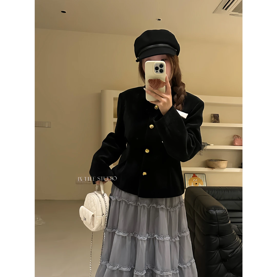 intree张桶桶【聆听维也纳】灯芯绒收腰西装显瘦百搭外套秋ZXD01592