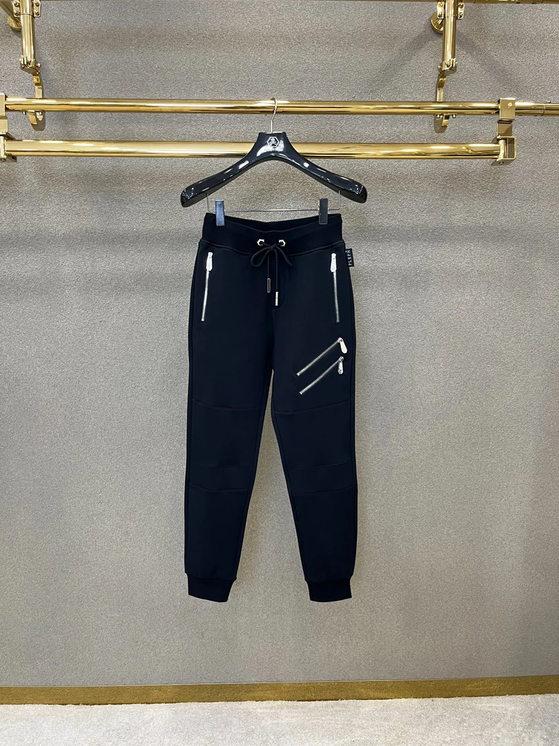 PLIPHPP PLEPN卫裤金属潮流耐磨印花拉链拼接针织松紧带长裤K5520