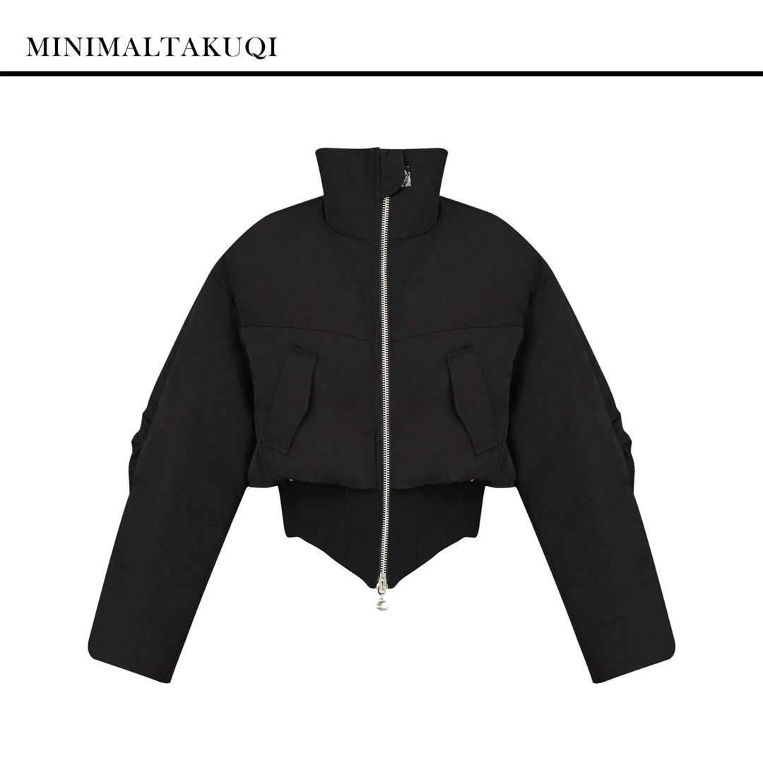 【XSY】code极致代码-25冬季新款假两件哑光收腰短款羽绒服