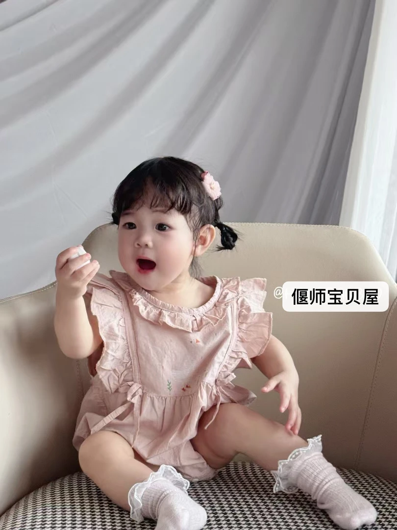 （直播间同价）夏款宝宝无袖全棉森系包屁衣公主洋气薄款婴儿连体