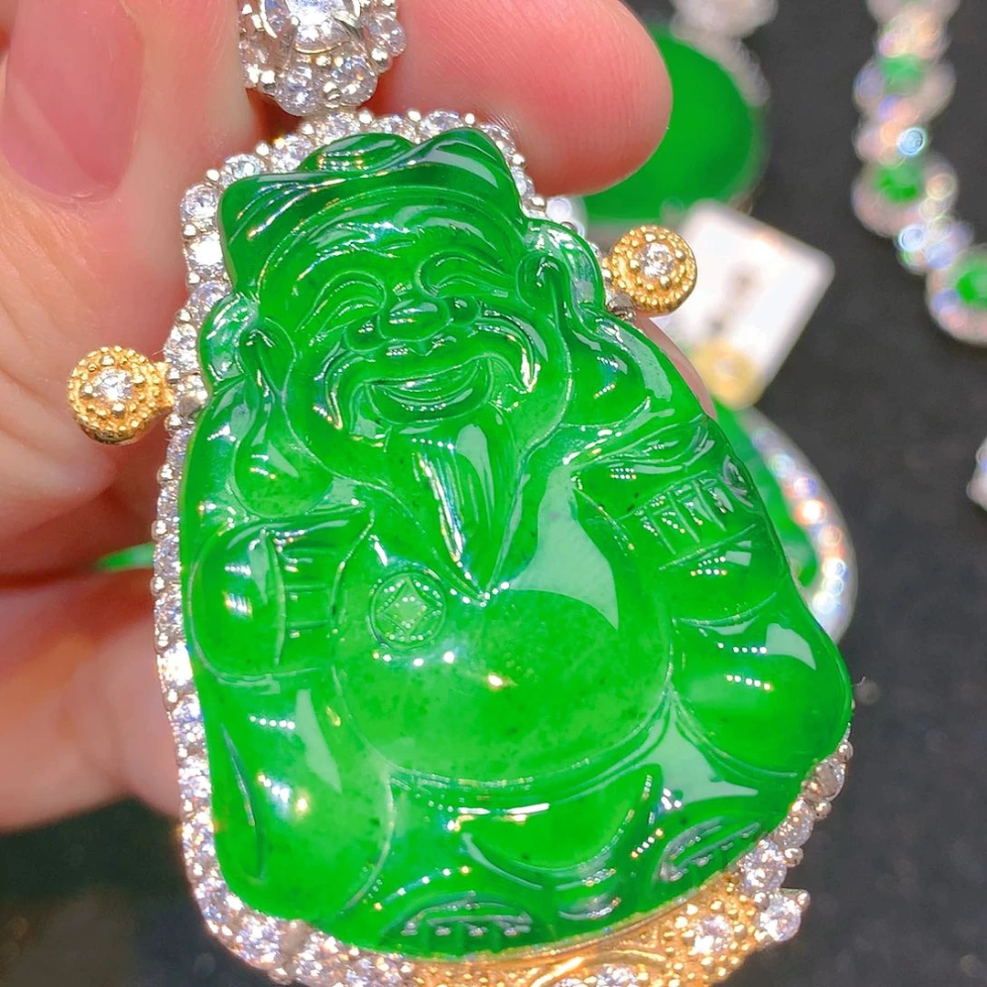 吊坠(不含链)银S925镶嵌翡翠翡翠