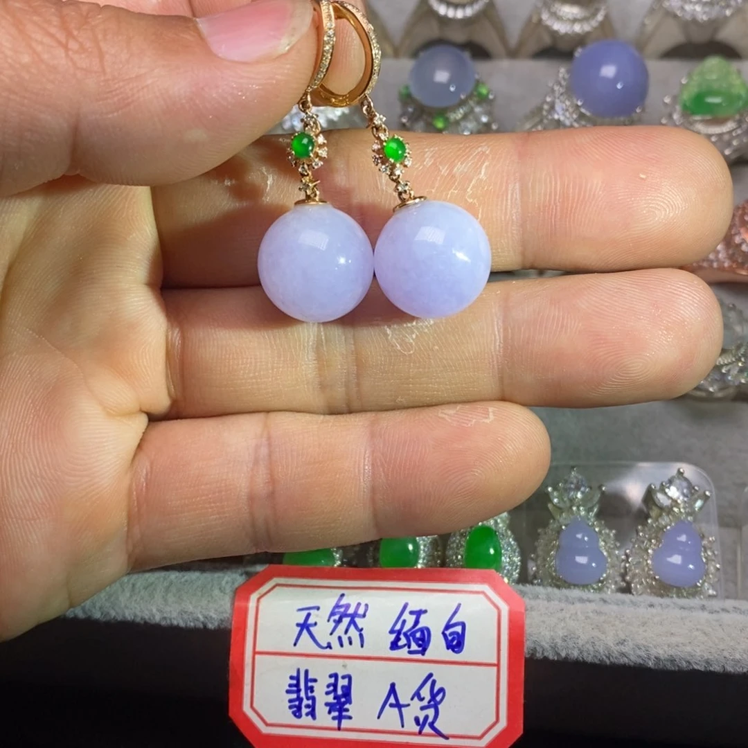 翡翠耳饰18K金镶嵌耳包