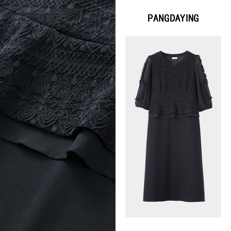 胖大盈大码女装定制气质宽松2025早秋新款连衣裙ZB6746