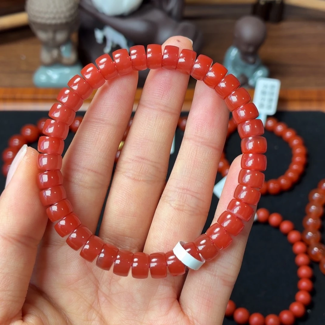 南红玛瑙未镶嵌手串保山原矿南红大陷坝直切卡7+