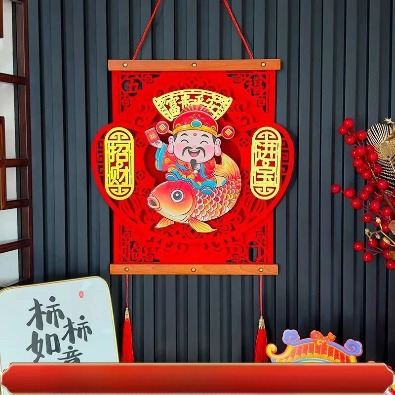 2025新年新款春节红木挂件玄关客厅家居装饰过年喜庆挂件