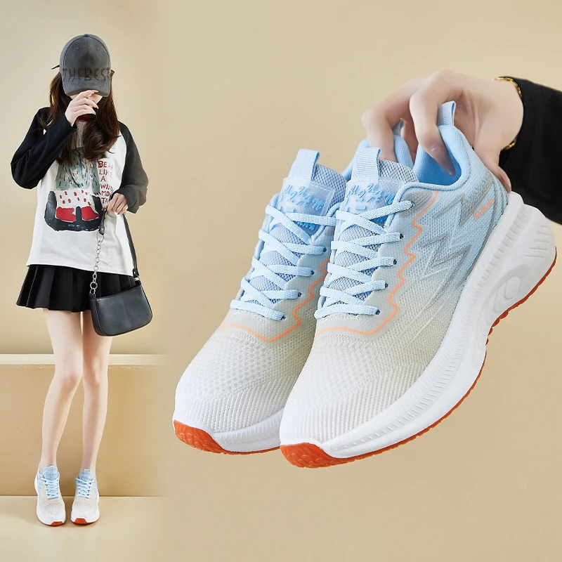 ins韩版飞织鞋2025春季新款透气舒适运动休闲增高女鞋K2517