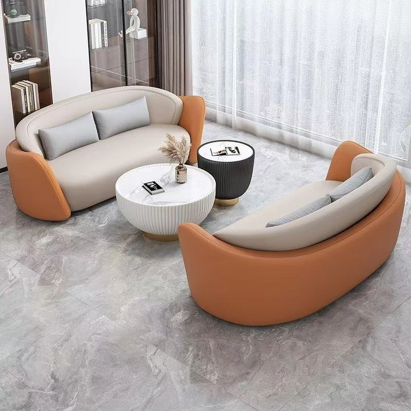 售楼处接待洽谈休息区沙发椅办公商务接待会客三人位洽谈桌椅组合