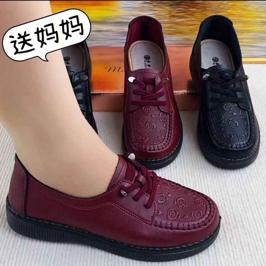 女秋季新款单鞋休闲软底一脚蹬平底鞋中老年人北京布鞋妈妈鞋