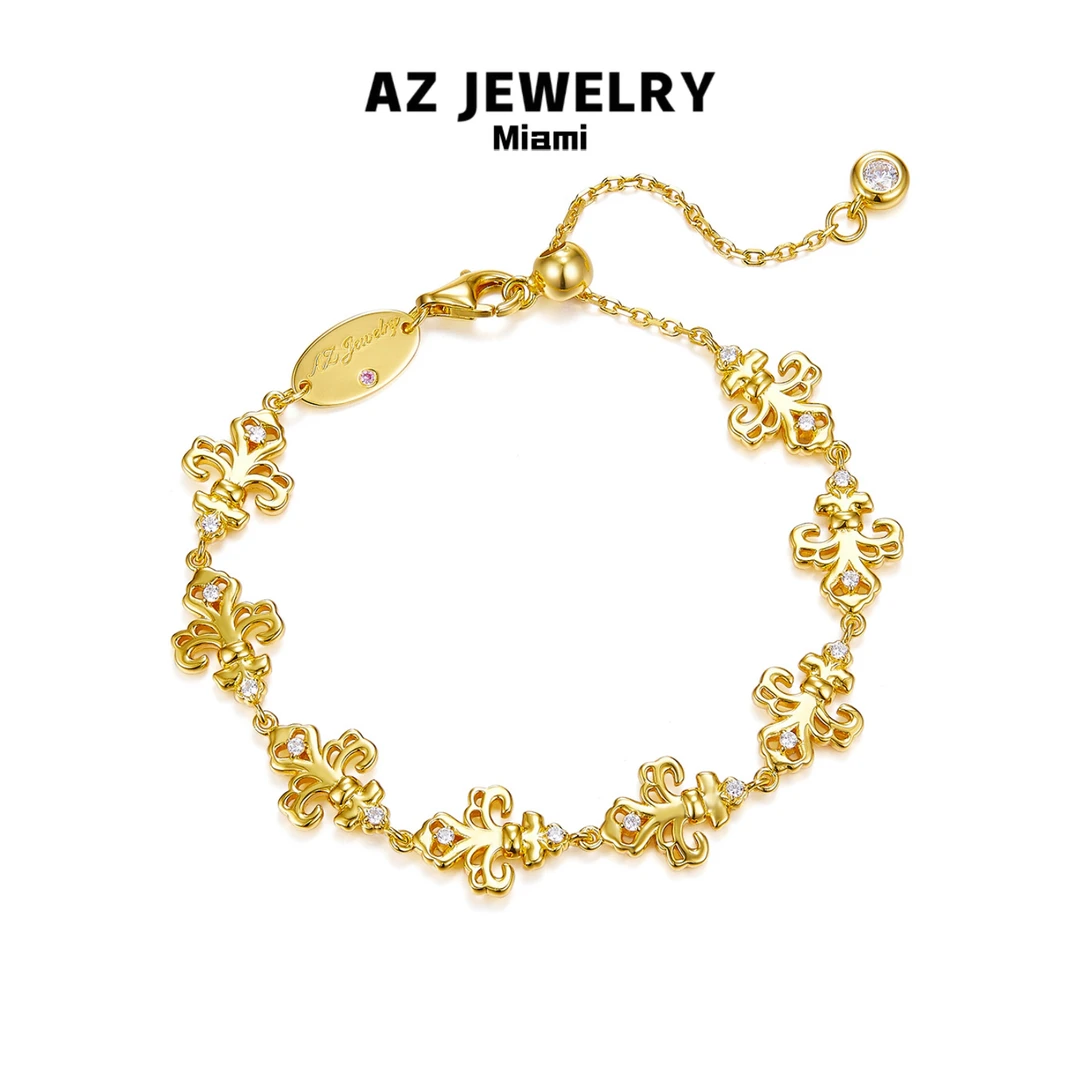 ANNA ZUCKERMAN 925银合成锆石手链 轻奢金色鸢尾花礼物手链B0336