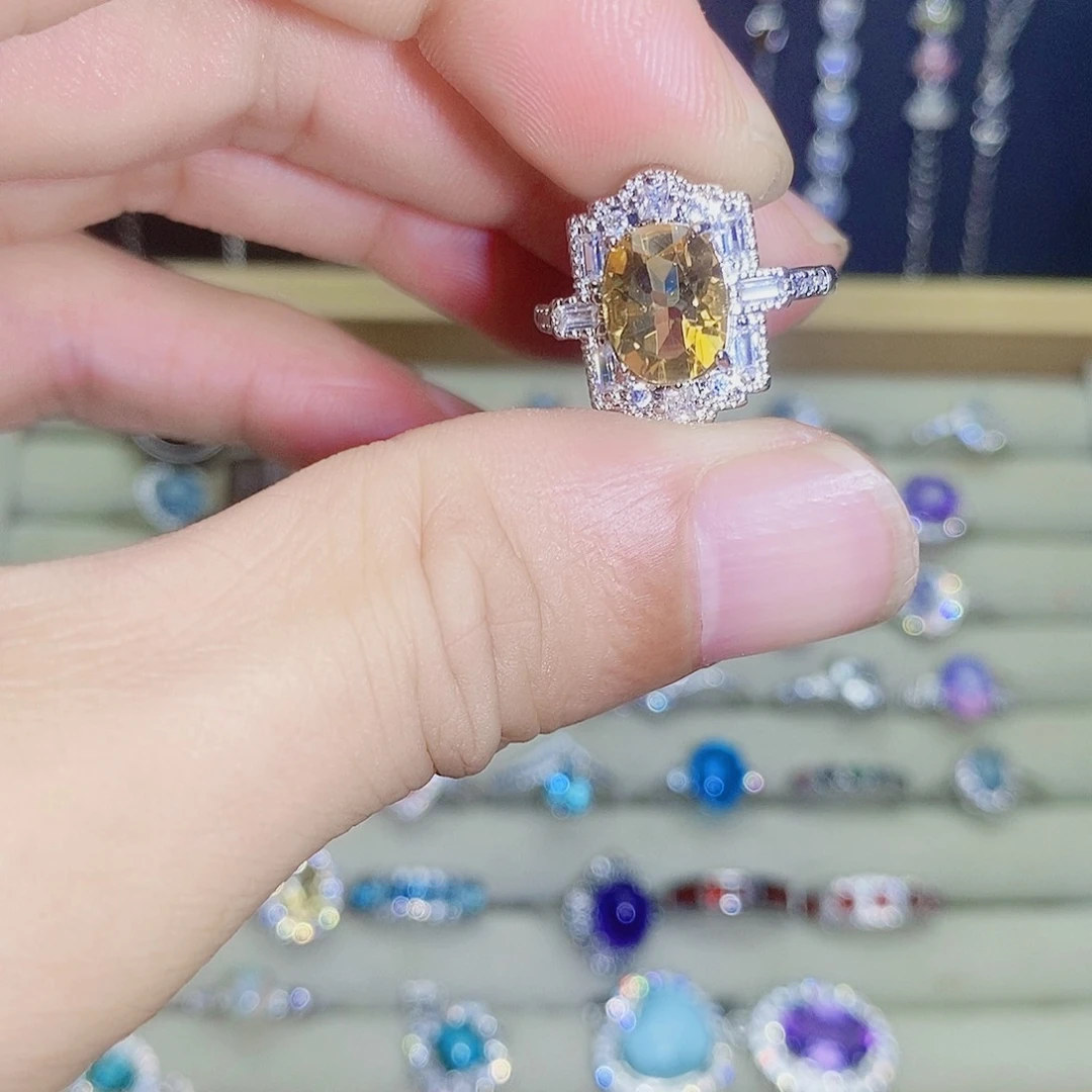 银S925镶嵌戒指黄晶