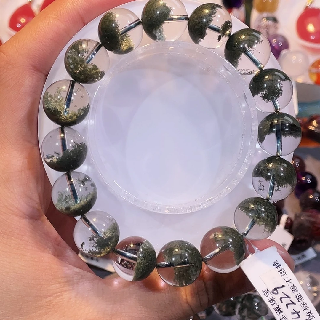 未镶嵌手串水晶聚宝盆绿幽灵13+