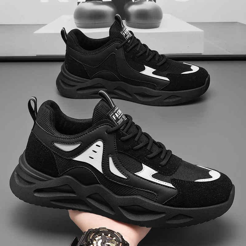 2025春季男鞋新款透气网面鞋子男士运动鞋潮流百搭厚底休闲老爹鞋