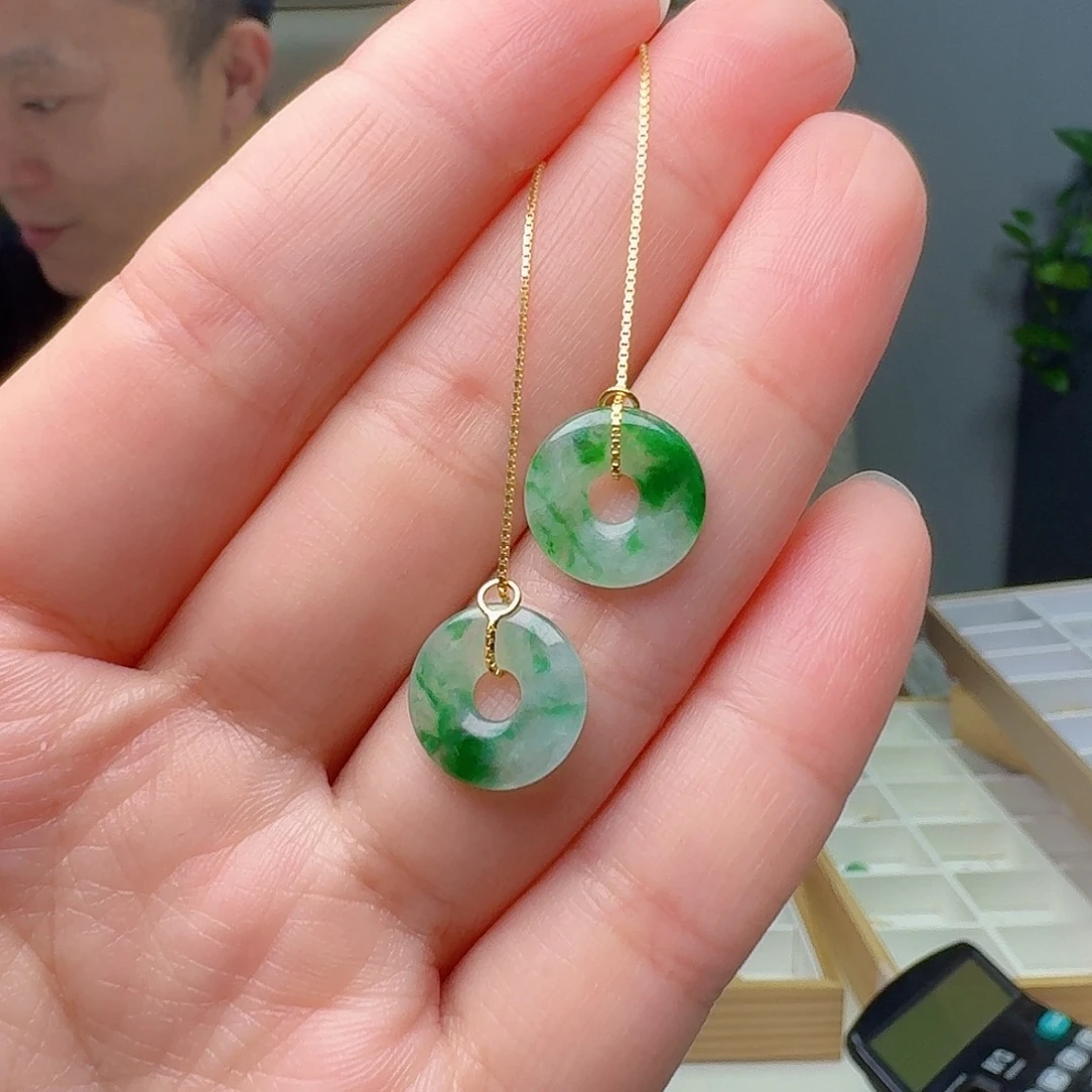 银S925镶嵌翡翠耳饰多样性发货其一