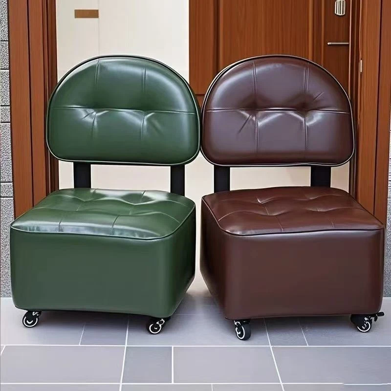 换鞋凳子洗脚凳子新款客厅沙发小凳子带靠背万向轮凳子摘菜凳子