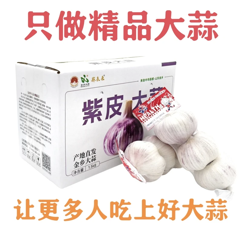 5.5公分精品大果正宗山东金乡大蒜紫皮蒜可种可吃农家自种净重3斤