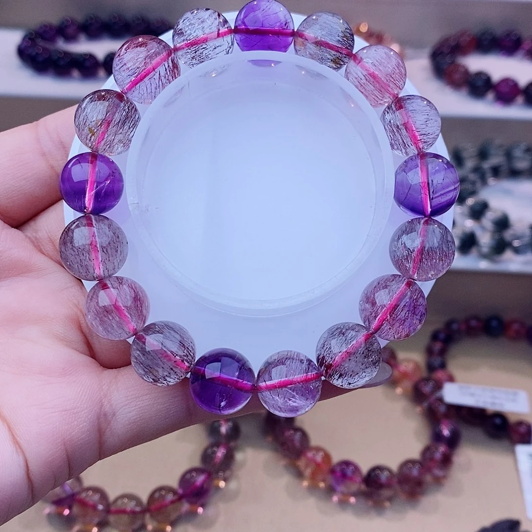 未镶嵌手链水晶黑加仑超七12+m