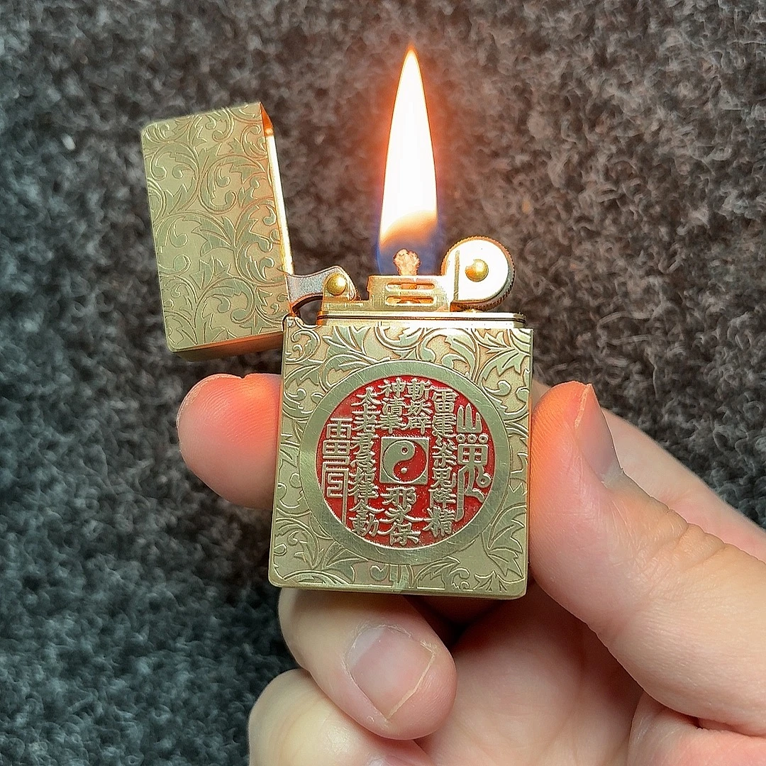 黄铜雕刻煤油打火机 经典砂轮煤油打火机 双面雕刻打火机 包邮