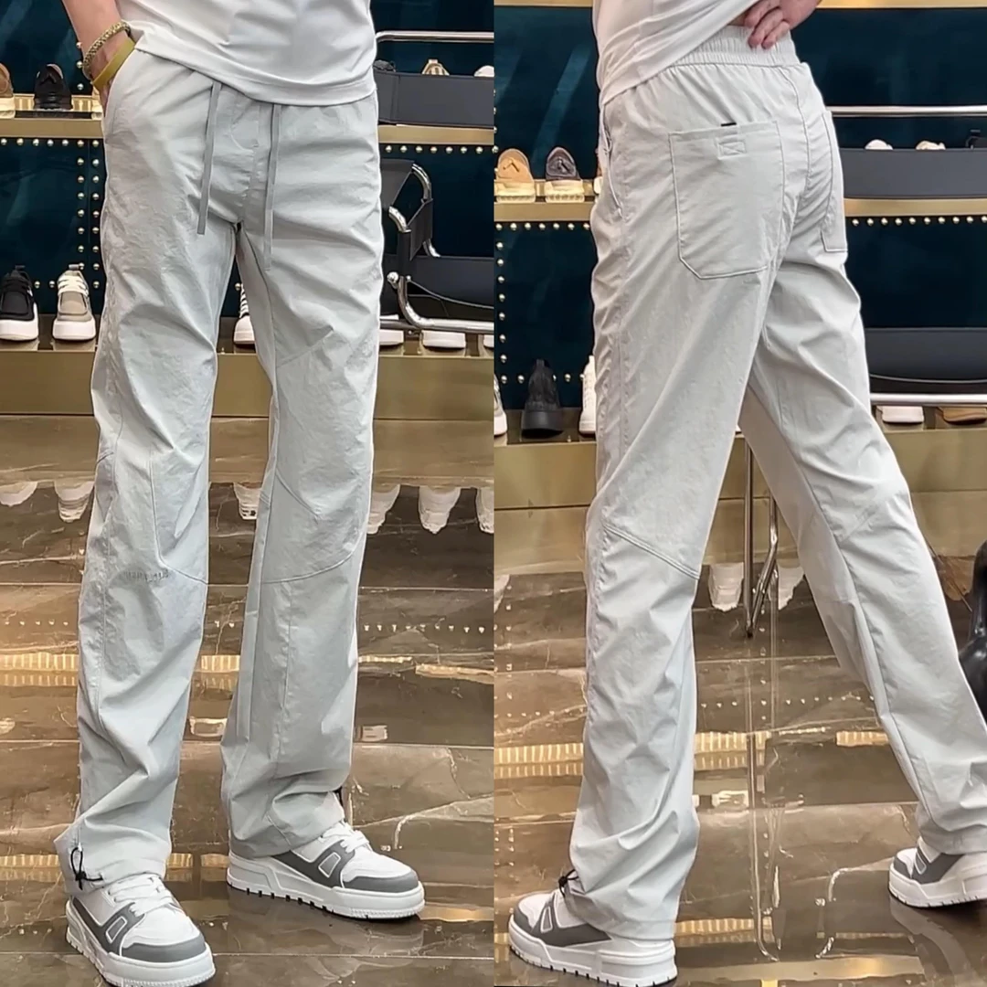 欧洲站男士休闲裤春秋薄款轻奢风净版速干直筒裤潮流时尚百搭长裤