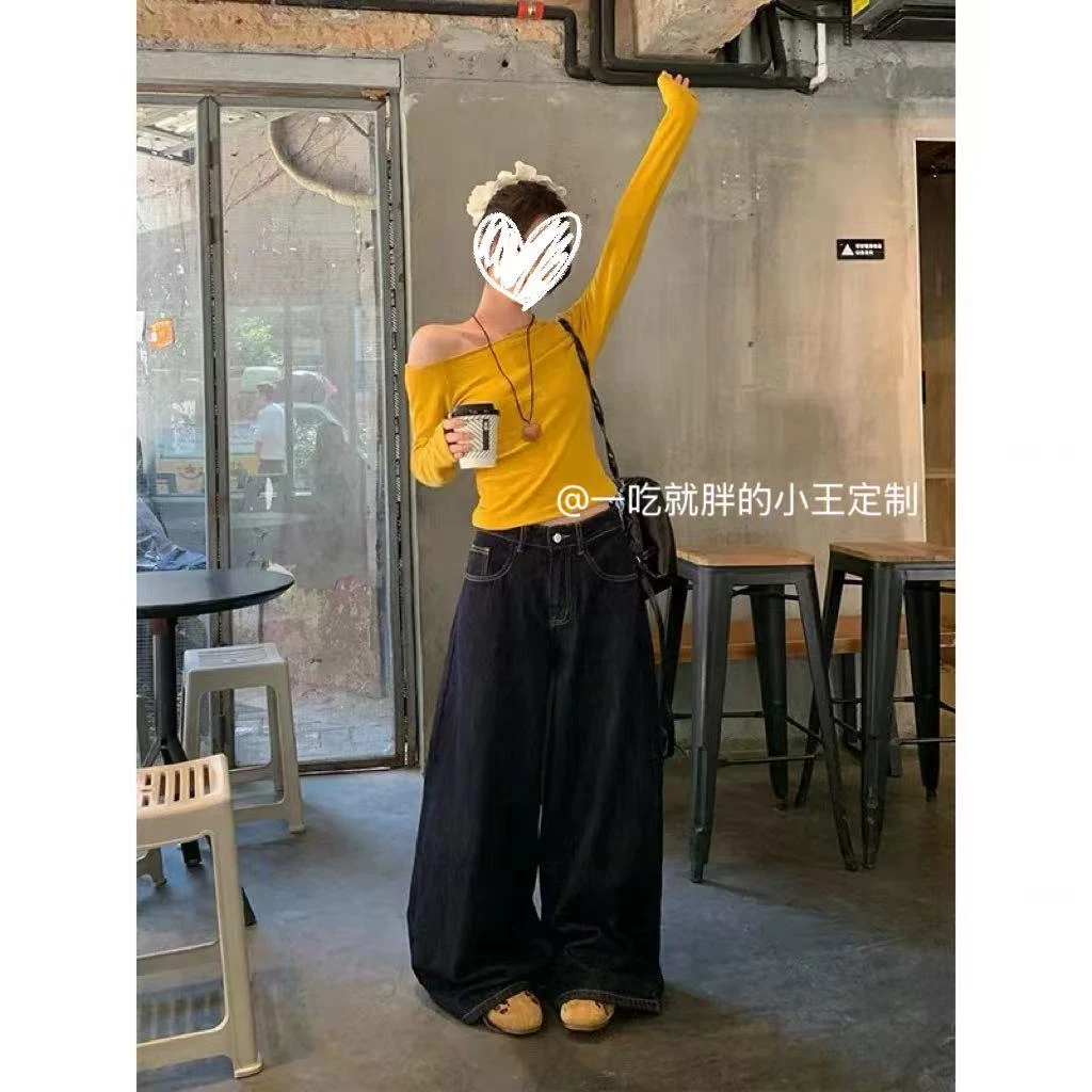 【小王家】秋款垂垂弯刀裤！怒推的人生牛仔裤大码女装早秋新款裤子