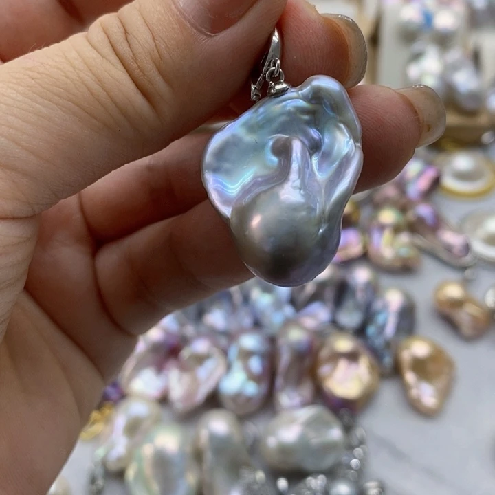 银S925镶嵌淡水珍珠耳饰梦*