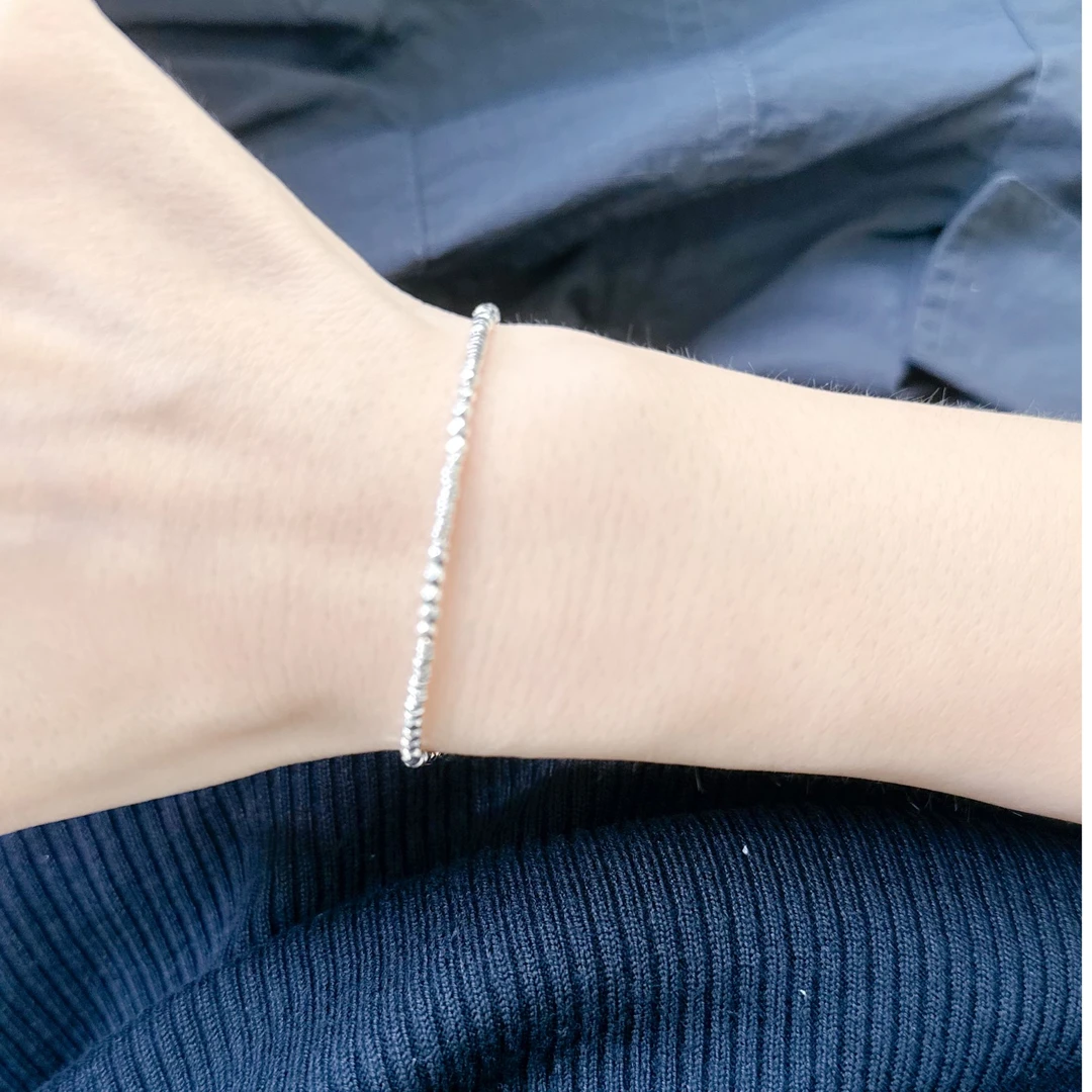 中国珠宝 足银银制品 999足银碎银手链女小众设计感手链