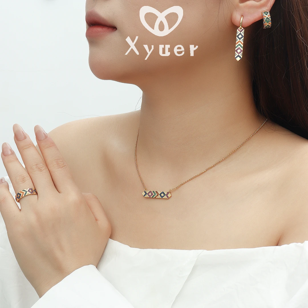 铜合金项链 Xyuer艾特莱斯款送耳夹四件套首饰