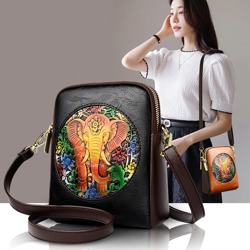 定制真皮手机包竖款迷你精致单肩小包新款女包外出轻便百搭斜挎包