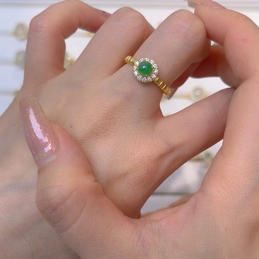 翡翠戒指银S925镶嵌