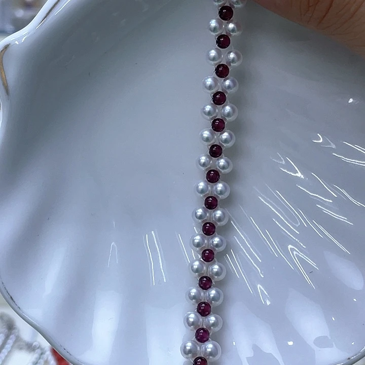 手绳银S925镶嵌淡水珍珠