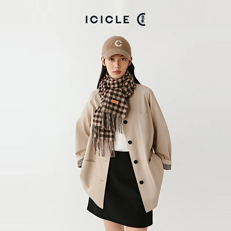 ICICLE之禾25秋冬新品高密斜纹棉夹克巴恩风外套0377