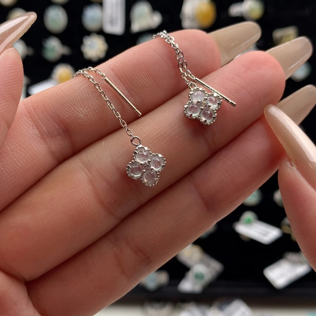 颈饰银S925镶嵌翡翠耳钉