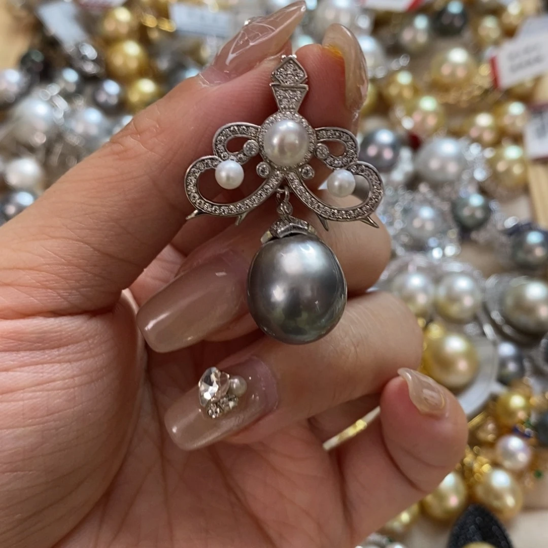 银S925镶嵌海水珍珠颈饰