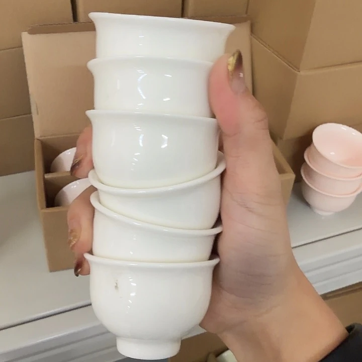 高端羊脂玉茶杯六个一组