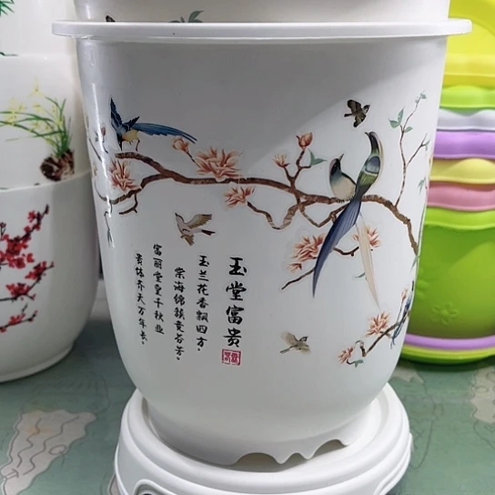 白色玉堂富贵兰花盆口径20高度22带托盘20个